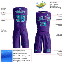Laden Sie das Bild in den Galerie-Viewer, Custom Purple Teal-White Round Neck Sublimation Basketball Suit Jersey