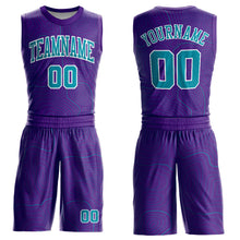 Laden Sie das Bild in den Galerie-Viewer, Custom Purple Teal-White Round Neck Sublimation Basketball Suit Jersey