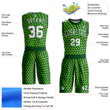 Загрузить изображение в средство просмотра галереи, Custom Green White-Neon Green Triangle Shapes Round Neck Sublimation Basketball Suit Jersey