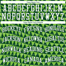 Загрузить изображение в средство просмотра галереи, Custom Green White-Neon Green Triangle Shapes Round Neck Sublimation Basketball Suit Jersey