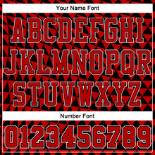Load image into Gallery viewer, Custom Red Black-White Triangle Shapes Round Neck Sublimation Basketball Suit Jersey