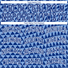 Laden Sie das Bild in den Galerie-Viewer, Custom Light Blue Royal-White Triangle Shapes Round Neck Sublimation Basketball Suit Jersey