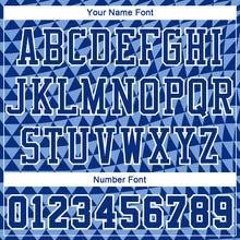 Laden Sie das Bild in den Galerie-Viewer, Custom Light Blue Royal-White Triangle Shapes Round Neck Sublimation Basketball Suit Jersey