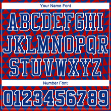 Load image into Gallery viewer, Custom Red Royal-White Triangle Shapes Round Neck Sublimation Basketball Suit Jersey