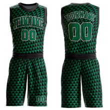 Load image into Gallery viewer, Custom Kelly Green White-Black Triangle Shapes Round Neck Sublimation Basketball Suit Jersey
