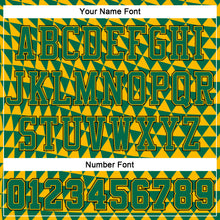 Load image into Gallery viewer, Custom Gold Kelly Green-Black Triangle Shapes Round Neck Sublimation Basketball Suit Jersey