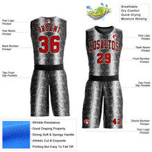 Laden Sie das Bild in den Galerie-Viewer, Custom Black Red-White Animal Fur Print Round Neck Sublimation Basketball Suit Jersey