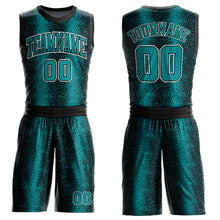 Загрузить изображение в средство просмотра галереи, Custom Black Teal-White Animal Fur Print Round Neck Sublimation Basketball Suit Jersey