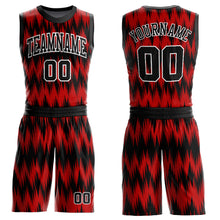Laden Sie das Bild in den Galerie-Viewer, Custom Black Red-White Round Neck Sublimation Basketball Suit Jersey