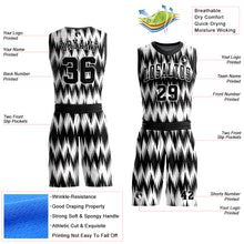 Load image into Gallery viewer, Custom Black White Round Neck Sublimation Basketball Suit Jersey