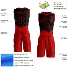 Laden Sie das Bild in den Galerie-Viewer, Custom Black Red Color Splash Round Neck Sublimation Basketball Suit Jersey