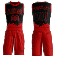 Laden Sie das Bild in den Galerie-Viewer, Custom Black Red Color Splash Round Neck Sublimation Basketball Suit Jersey