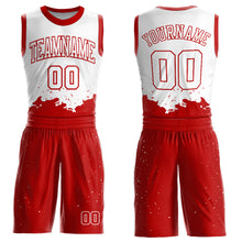Load image into Gallery viewer, Custom White Red Color Splash Round Neck Sublimation Basketball Suit Jersey