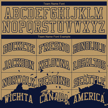 Load image into Gallery viewer, Custom Old Gold Navy Color Splash Round Neck Sublimation Basketball Suit Jersey