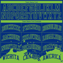 Load image into Gallery viewer, Custom Royal Neon Green Color Splash Round Neck Sublimation Basketball Suit Jersey