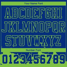 Load image into Gallery viewer, Custom Royal Neon Green Color Splash Round Neck Sublimation Basketball Suit Jersey