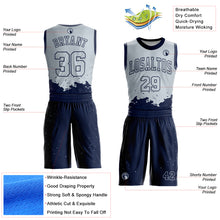 Laden Sie das Bild in den Galerie-Viewer, Custom Silver Navy Color Splash Round Neck Sublimation Basketball Suit Jersey