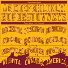 Charger l'image dans la galerie, Custom Yellow Maroon Color Splash Round Neck Sublimation Basketball Suit Jersey
