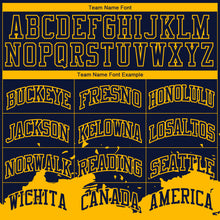 Load image into Gallery viewer, Custom Navy Yellow Color Splash Round Neck Sublimation Basketball Suit Jersey