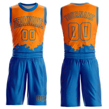 Load image into Gallery viewer, Custom Bay Orange Blue Color Splash Round Neck Sublimation Basketball Suit Jersey