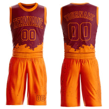 Загрузить изображение в средство просмотра галереи, Custom Maroon Bay Orange Color Splash Round Neck Sublimation Basketball Suit Jersey