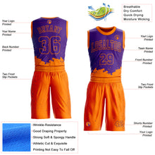 Laden Sie das Bild in den Galerie-Viewer, Custom Purple Bay Orange Color Splash Round Neck Sublimation Basketball Suit Jersey