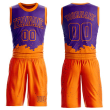 Laden Sie das Bild in den Galerie-Viewer, Custom Purple Bay Orange Color Splash Round Neck Sublimation Basketball Suit Jersey