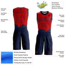 Load image into Gallery viewer, Custom Red Navy Color Splash Round Neck Sublimation Basketball Suit Jersey