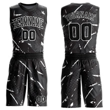 Load image into Gallery viewer, Custom Black White Bright Lines Round Neck Sublimation Basketball Suit Jersey