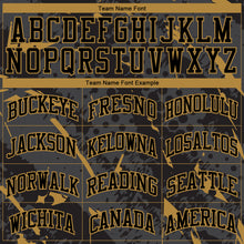 Load image into Gallery viewer, Custom Black Old Gold Bright Lines Round Neck Sublimation Basketball Suit Jersey