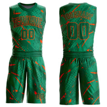 Load image into Gallery viewer, Custom Green Orange Bright Lines Round Neck Sublimation Basketball Suit Jersey
