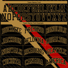 Load image into Gallery viewer, Custom Black Old Gold-Red Diagonal Lines Round Neck Sublimation Basketball Suit Jersey