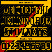 Laden Sie das Bild in den Galerie-Viewer, Custom Black Yellow-Red Diagonal Lines Round Neck Sublimation Basketball Suit Jersey