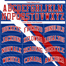 Load image into Gallery viewer, Custom Royal White-Red Diagonal Lines Round Neck Sublimation Basketball Suit Jersey