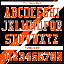 Load image into Gallery viewer, Custom Black Orange-White Diagonal Lines Round Neck Sublimation Basketball Suit Jersey