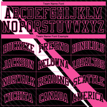 Load image into Gallery viewer, Custom Black Pink-White Diagonal Lines Round Neck Sublimation Basketball Suit Jersey