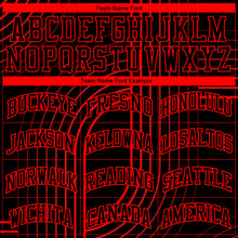 Laden Sie das Bild in den Galerie-Viewer, Custom Black Red Tracks Round Neck Sublimation Basketball Suit Jersey