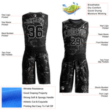 Load image into Gallery viewer, Custom Black White-Gray Abstract Grunge Art Round Neck Sublimation Basketball Suit Jersey