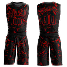 Laden Sie das Bild in den Galerie-Viewer, Custom Black Red Abstract Grunge Art Round Neck Sublimation Basketball Suit Jersey