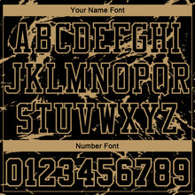 Load image into Gallery viewer, Custom Black Old Gold Abstract Grunge Art Round Neck Sublimation Basketball Suit Jersey