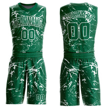 Laden Sie das Bild in den Galerie-Viewer, Custom Kelly Green White Abstract Grunge Art Round Neck Sublimation Basketball Suit Jersey