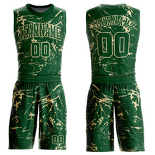 Load image into Gallery viewer, Custom Green Cream Abstract Grunge Art Round Neck Sublimation Basketball Suit Jersey