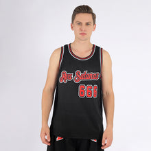 Load image into Gallery viewer, Custom Black Red-White Authentic Throwback Basketball Jersey