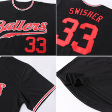 Загрузить изображение в средство просмотра галереи, Custom Black Red-Gray Authentic Baseball Jersey