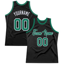Load image into Gallery viewer, Custom Black Kelly Green-White Authentic Throwback Basketball Jersey
