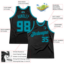 Charger l'image dans la galerie, Custom Black Teal Authentic Throwback Basketball Jersey