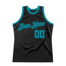 Charger l'image dans la galerie, Custom Black Teal Authentic Throwback Basketball Jersey