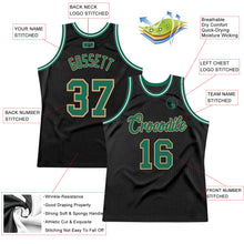 Load image into Gallery viewer, Custom Black Kelly Green-Old Gold Authentic Throwback Basketball Jersey