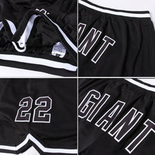 Laden Sie das Bild in den Galerie-Viewer, Custom Black Black-White Authentic Throwback Basketball Shorts