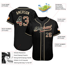 Load image into Gallery viewer, Custom Black Vintage USA Flag-Cream Authentic Baseball Jersey